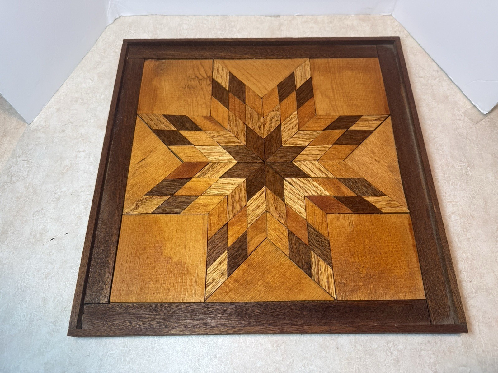 Vintage Handmade Hard Wood Barn Star Pattern Amish Style Wall Art Hanging