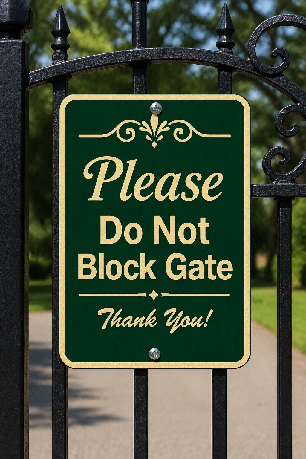 Please Do Not Block Gate Sign – Decorative Driveway Entrance Gate Notice 8×12