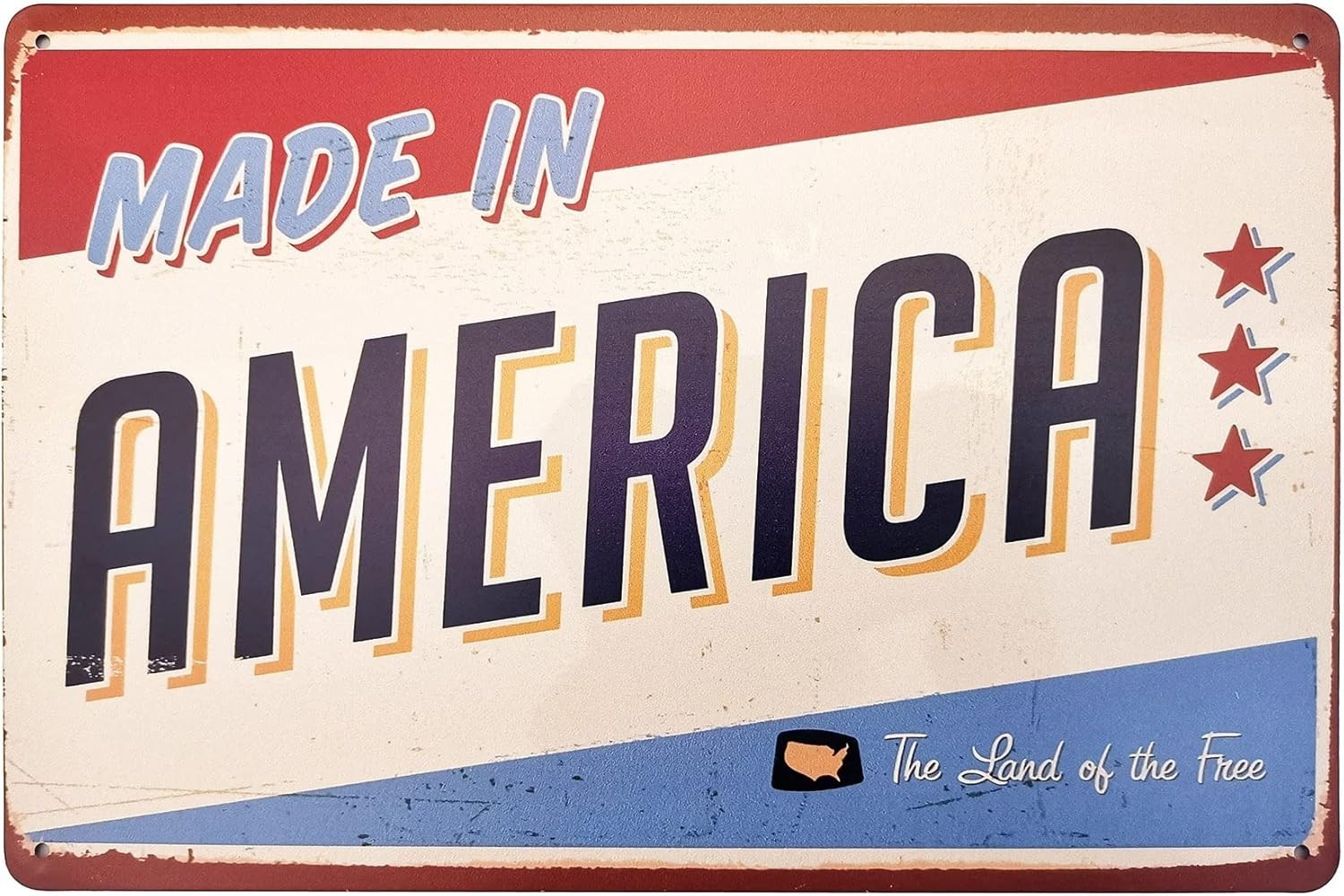 Made in America Vintage Metal Tin Sign – 12×8