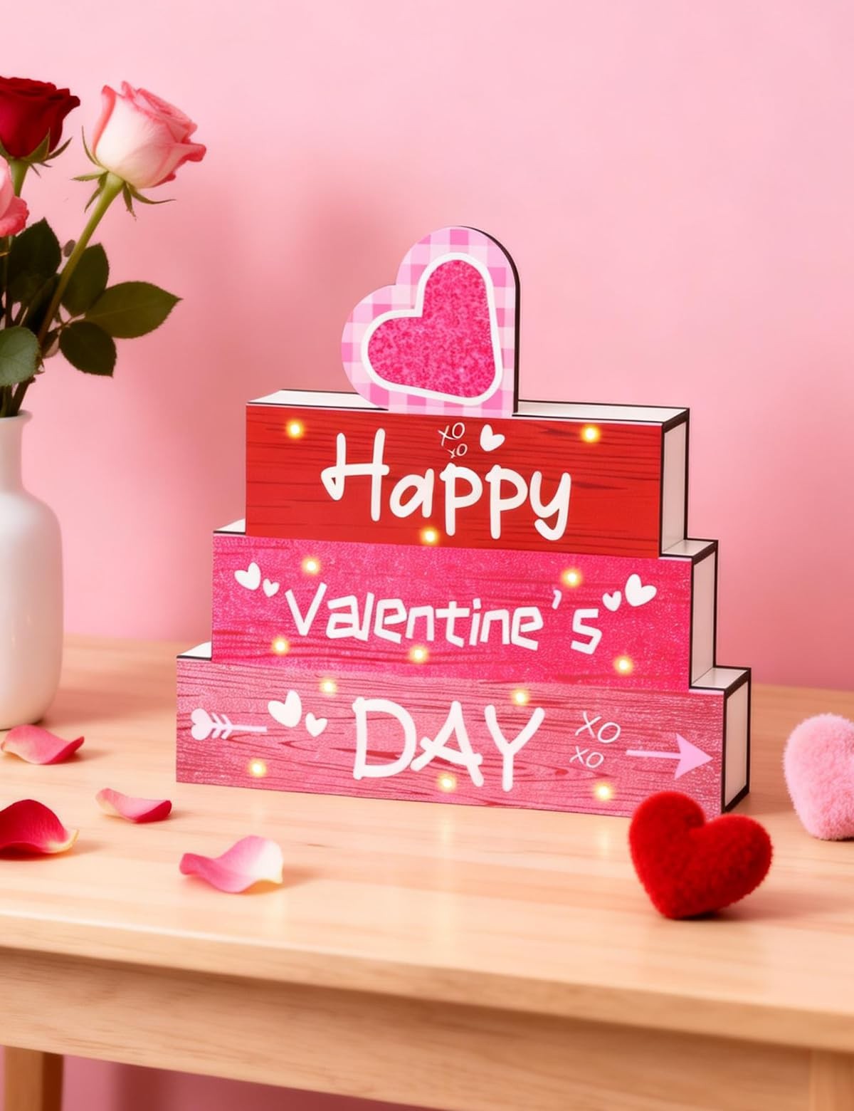 Valentine’s 0.1 inches (L) x (W) x 0.5 (H), Red and Pink