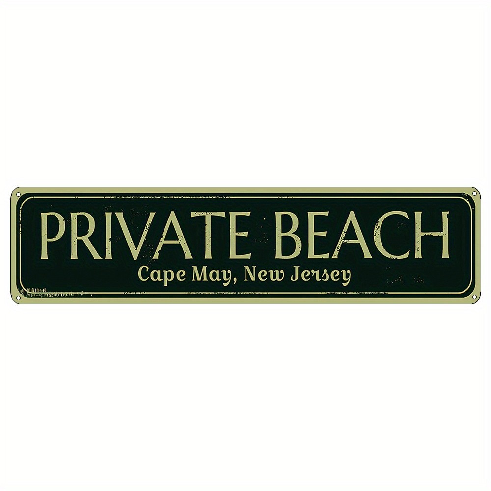 Waterproof Private Beach Metal Sign Backyard Pool Patio Nautical Outdoor Decor