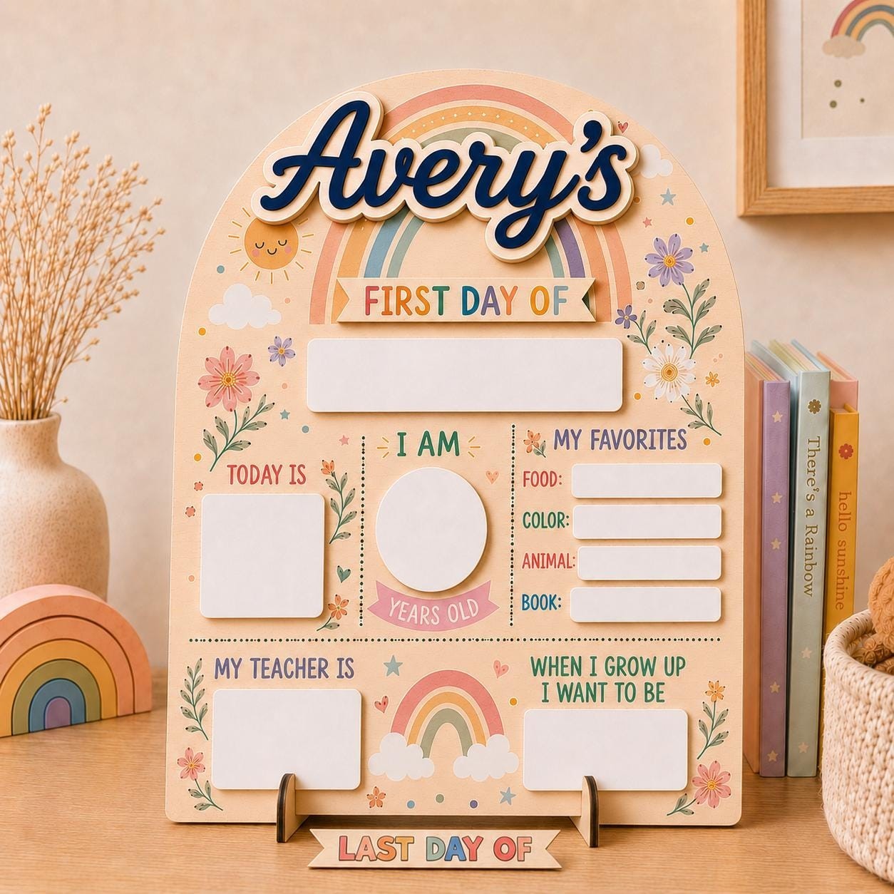 Personalized First & Last Day of School Sign, Kids Back to School Board