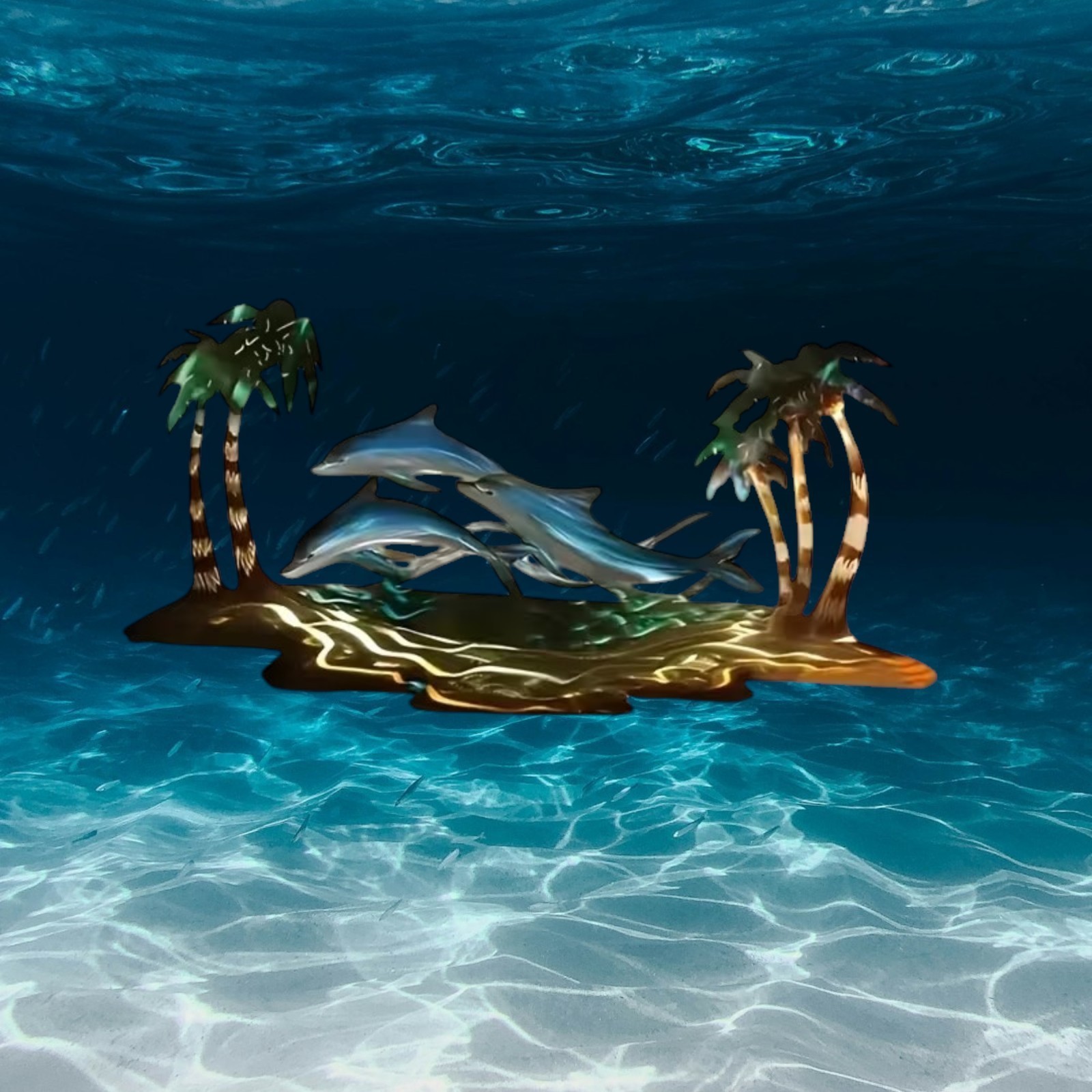 Acrylic Dolphins Wall Decor Dolphin Palm Trees Wall Sealife Sculpture