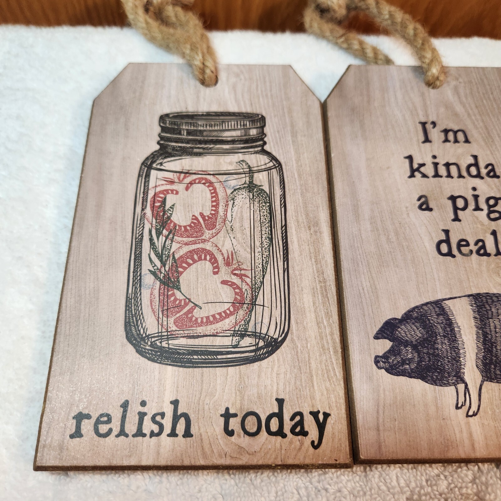 Open Road Tractor Supply Wooden Kitchen Decor Set Of 3 Farmhouse Country Charm