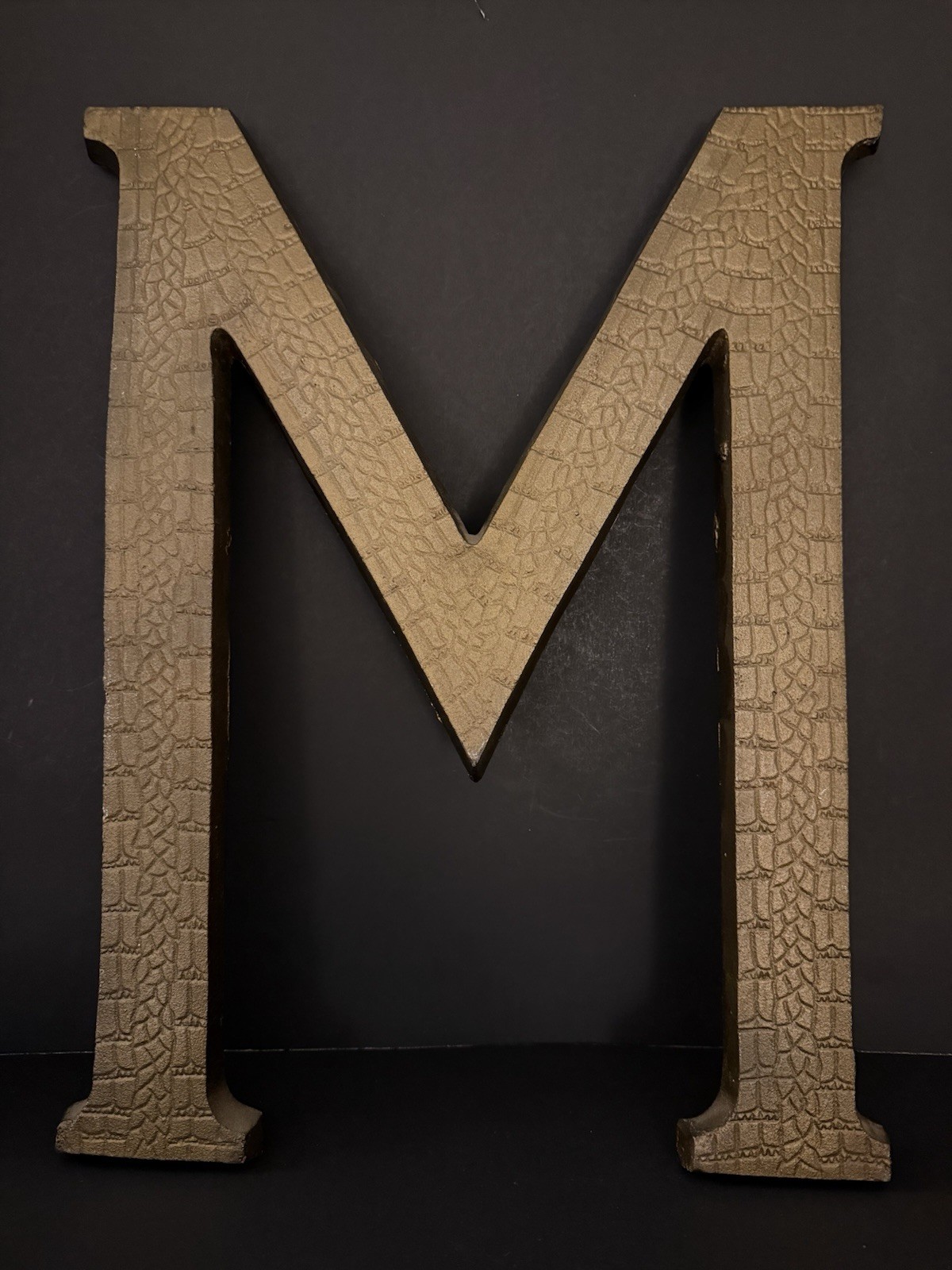 Large Textured Metal Letter M Hanging Wall Decor Indoor/Outdoor Heavy 20″ Tall