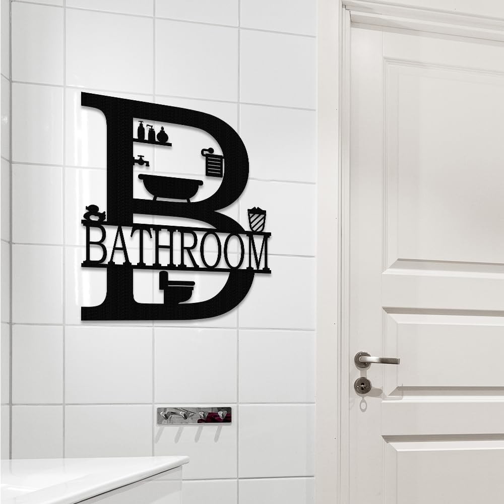 Letrero De Metal Para Baño, Decoración De Pared Para El Hogar, 12 x 14 Pulgadas.