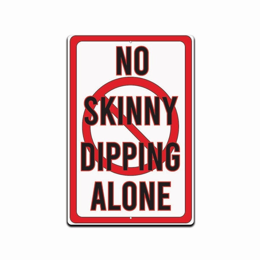 Pool Rules No Skinny Dipping Alone Metal Sign Funny Beach Tin Signs for Swimming