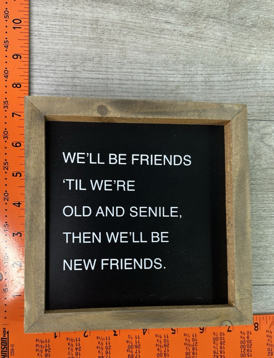 Collins Fresh & Original Sign “We’ll Be Friends ‘Til We’re Old & Senile…” NEW