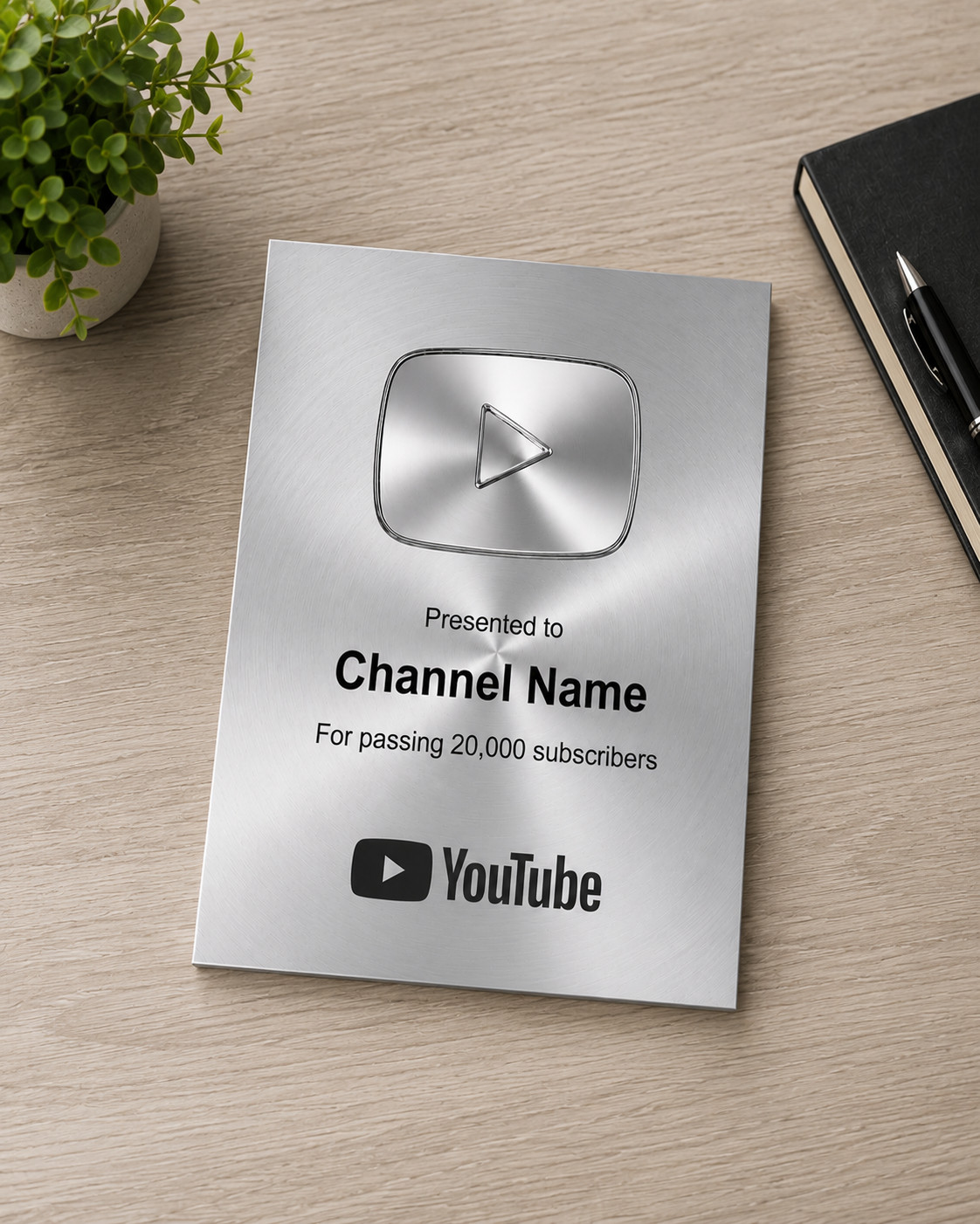YouTube (Silver) 3D Milestone Award | 8×10 Photo Plaque | Made of Metal