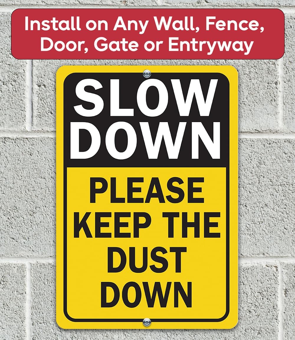 Please Slow Down Metal Sign Road Safety Driveway Street Dust Control Decor