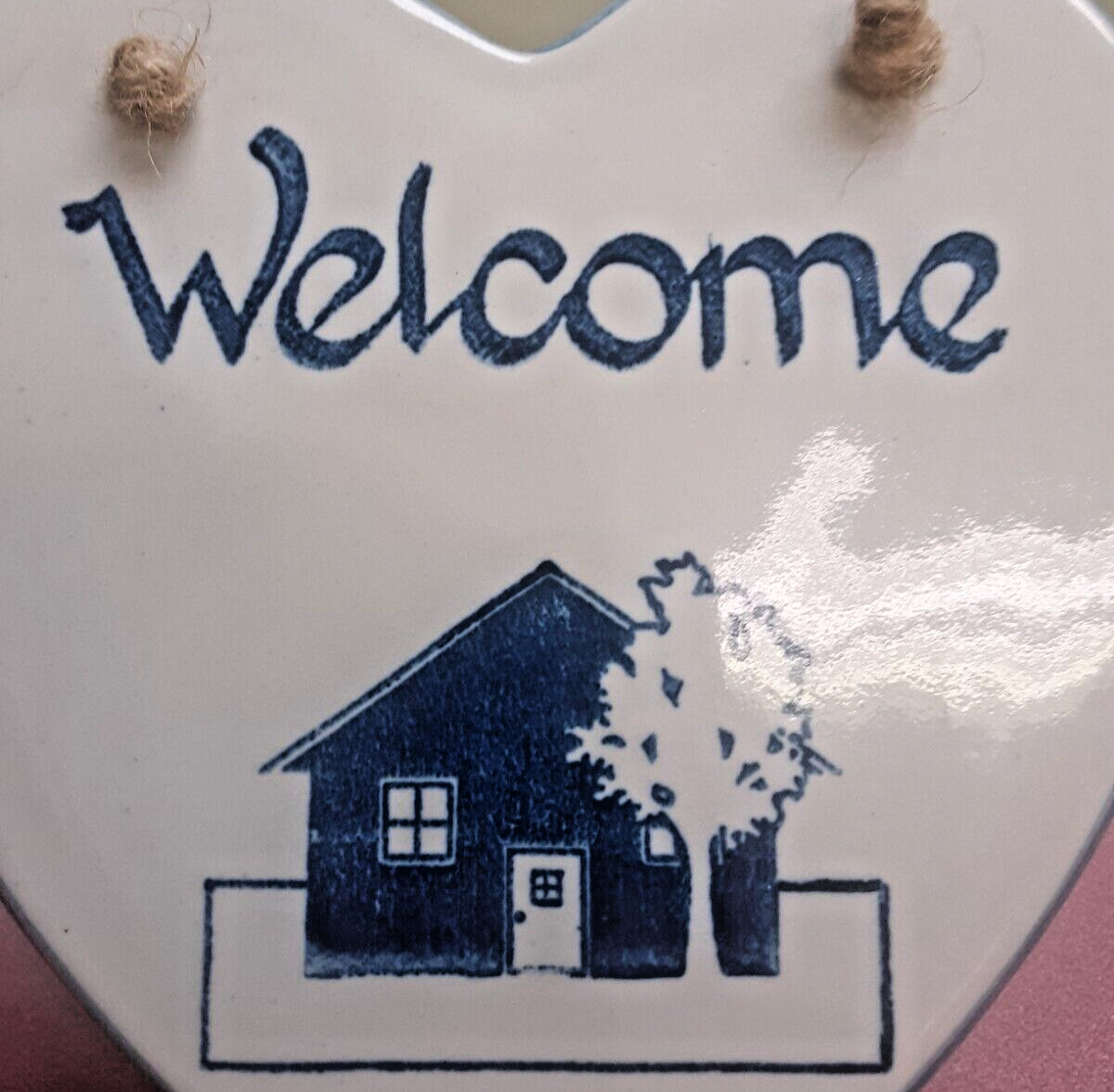 VTG Louisville Stoneware Kentucky ‘Welcome Home’ Heart Shaped Plaque Sign Decor