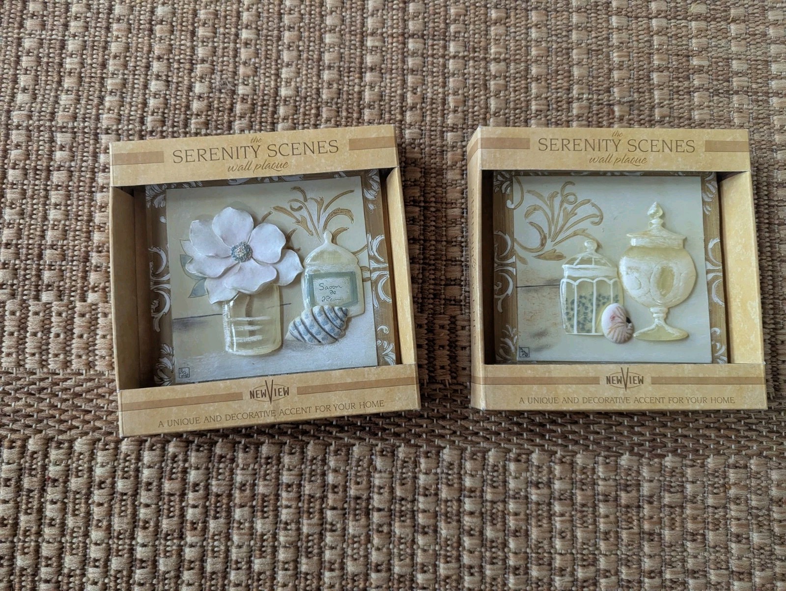 Vintage Boem 3D Wall Plaque Art Floral Roses & Apothecary Jars & Shell Seashore