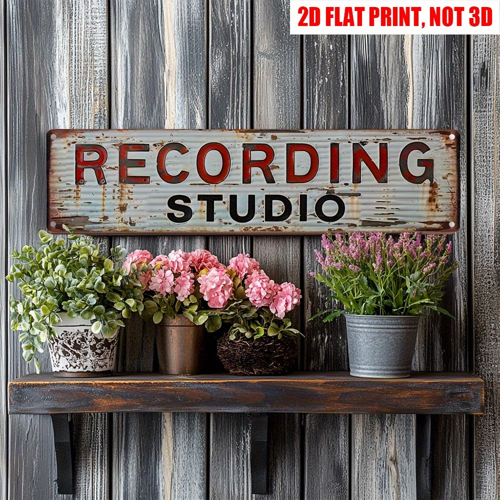 Vintage Recording Studio Metal Tin Sign Retro Music Decor for Home Studio Gift
