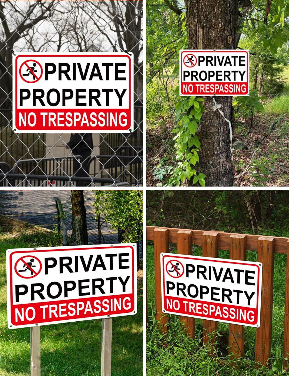 4 Pack Large No Tresspassing Sign Private 8X12 Inch Rust Free Aluminum, Sturdy