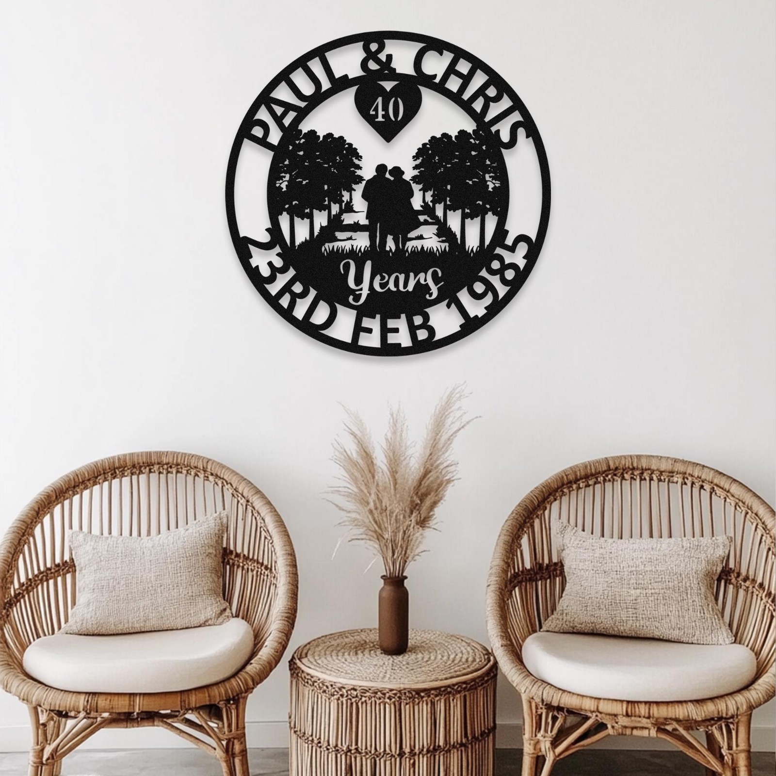 Personalized Anniversary Metal Wall Art, Custom Couple Years Sign