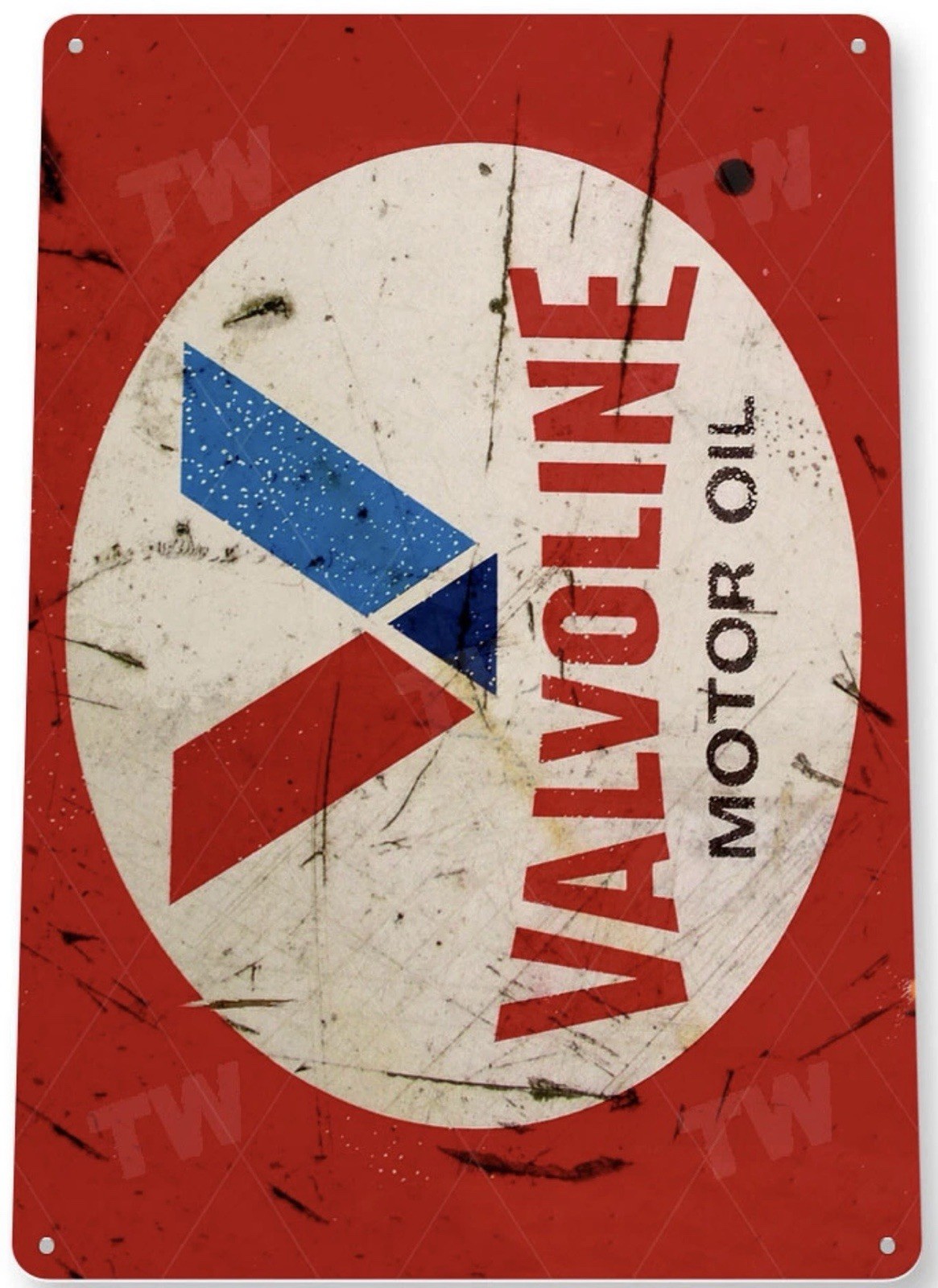 Valvoline Gas Oil Tin Sign – Garage Auto Shop, Retro Rustic Metal Ad