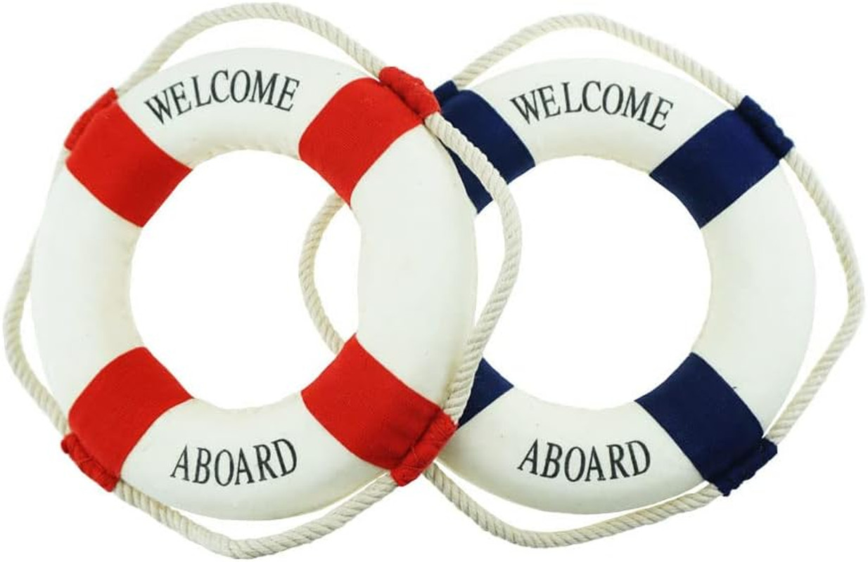 2 PCS Small Welcome Cloth Life Preserver Ring Nautical Wall Life Ring for Med…