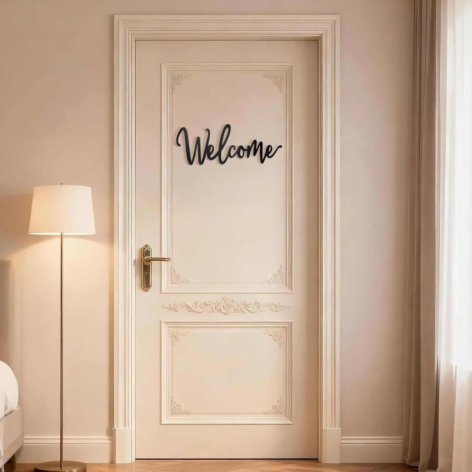 Welcome Metal Sign Wall Decor (Black)