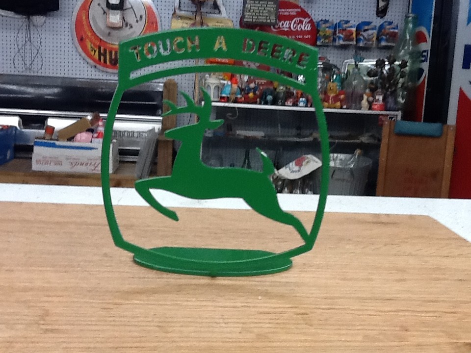 John Deere Touch A Deere Green Powder-Coated Running Deer 5″ Desk Mantle Sitter
