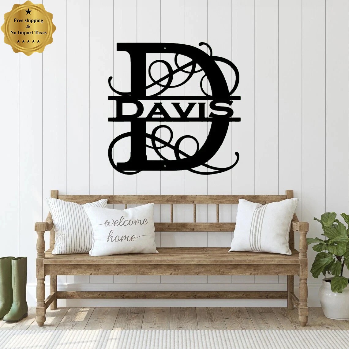 Personalized Name Metal Signs, Family Name Monogram Sign Outdoor Wall Art Decor