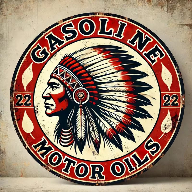 GAS Oil Rustic Sign Rustic Metal RETRO Garage Man Cave INDIAN GAS
