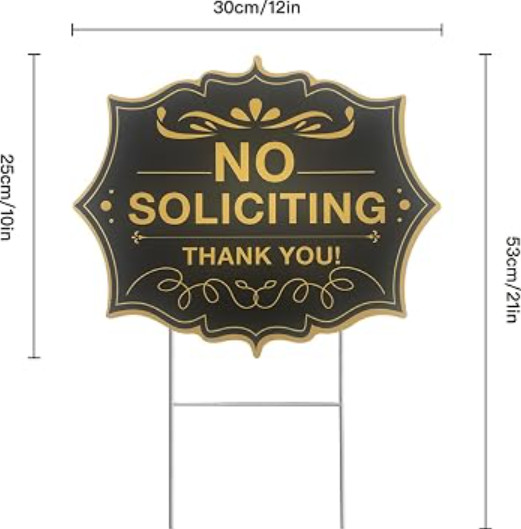 No Soliciting Sign for House with Stake, 10 X 10 Inches No Soliciting Yard Sign