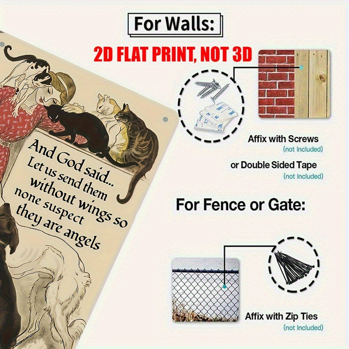 Vintage Pet Lover Metal Tin Sign Funny Animal Wall Art Home Decor Cafe Cat & Dog