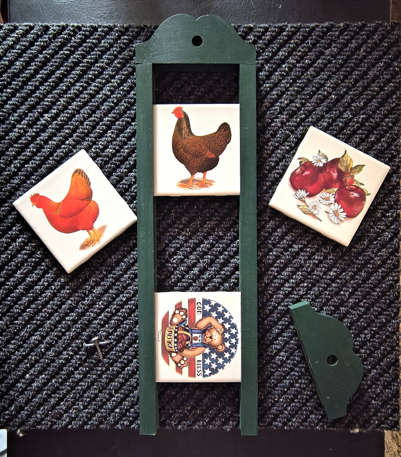 Interchangeable Rustic Farmhouse Ceramic Tile Wall Hanging Solid Wood Frame