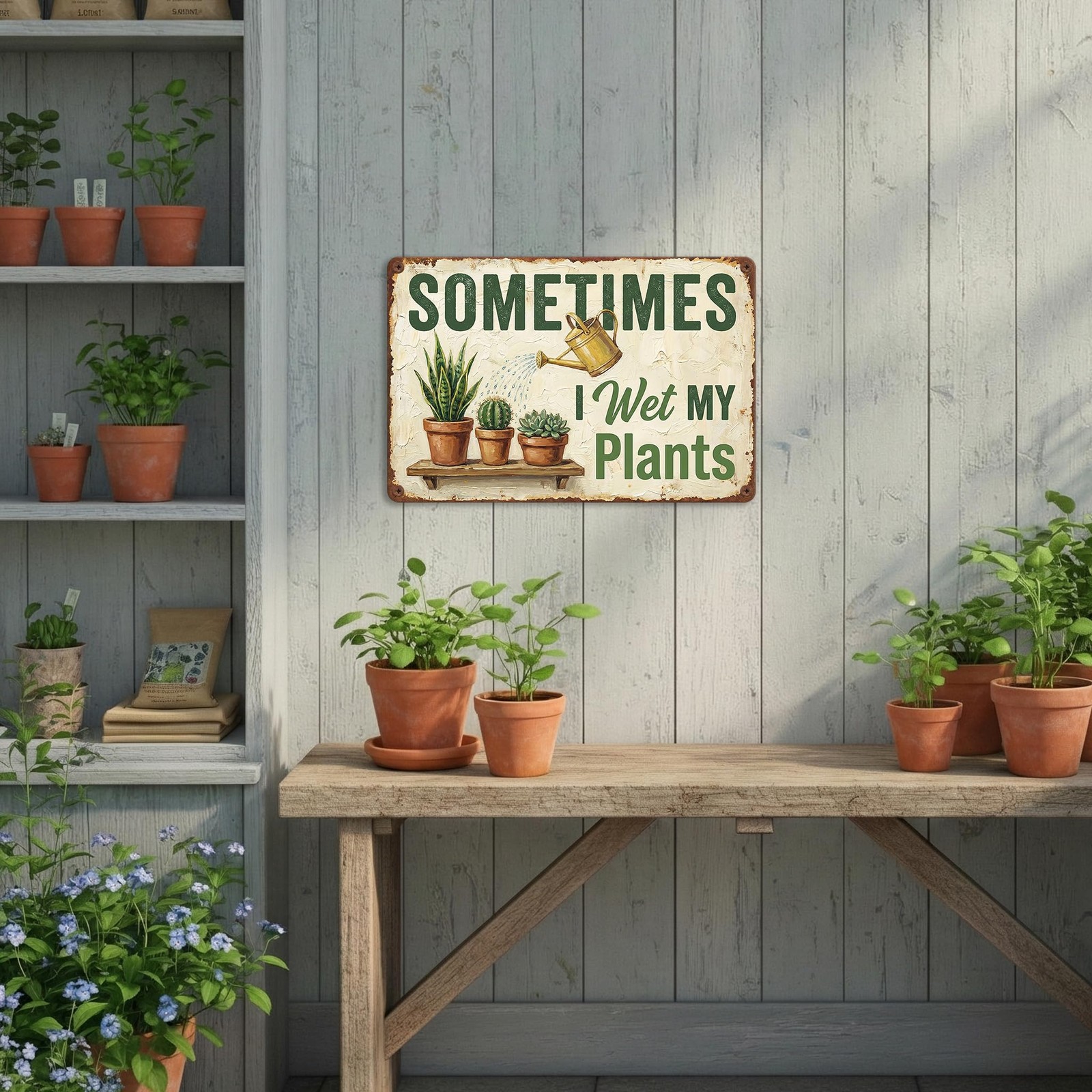 Garden Decor Sign Sometimes I Wet My Plants Funny Wall Art