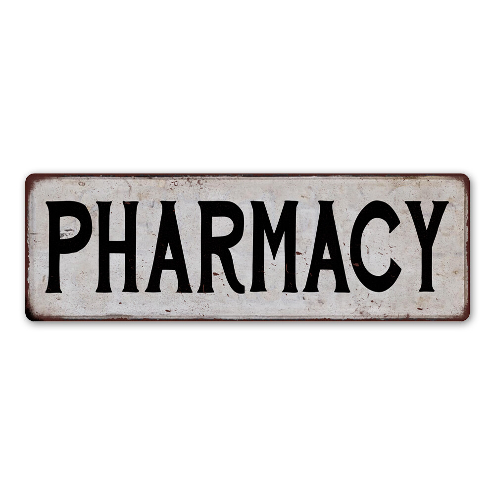 PHARMACY Vintage Look Rustic Metal Sign City State 106180041150