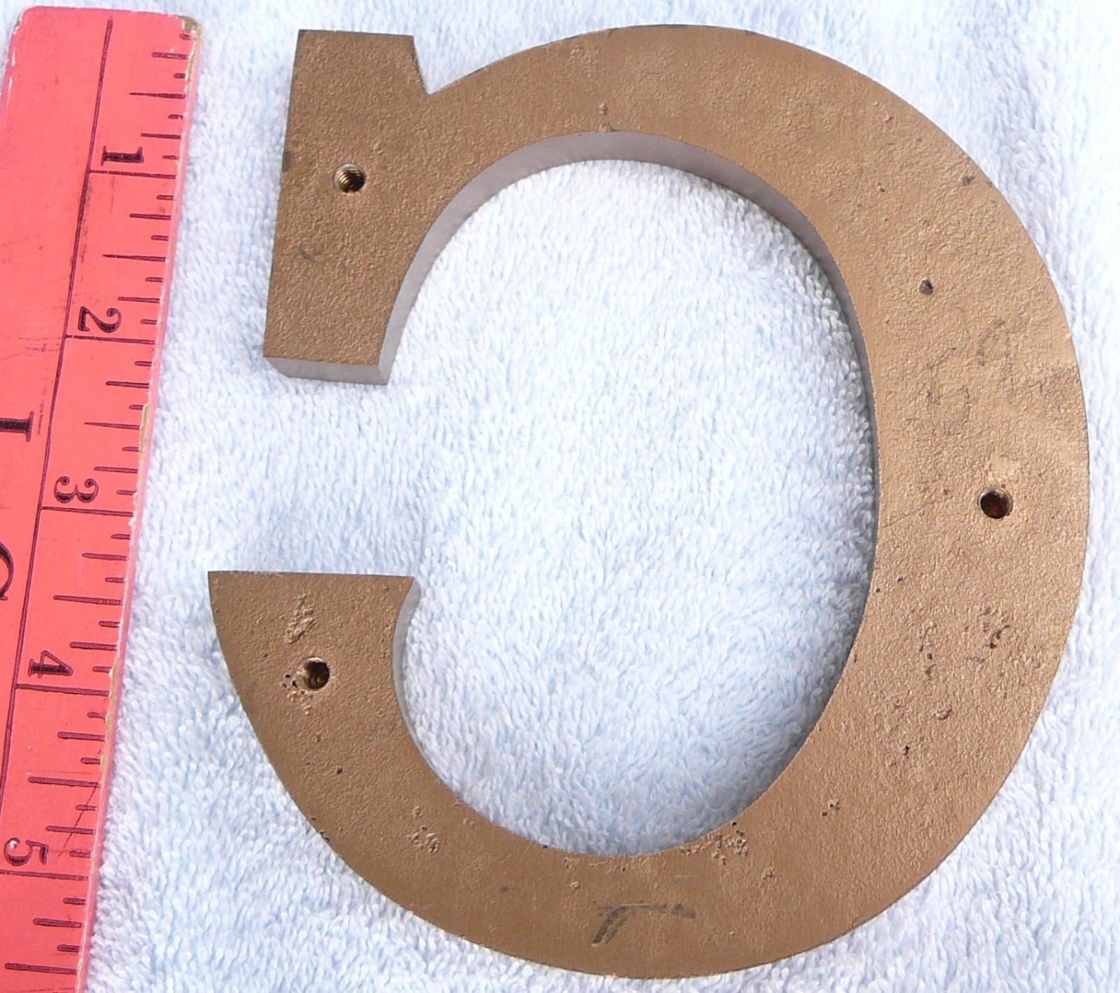 Solid Brass Letter “C” glossy finish 4 1/2 x 5 1/4 inches 1/2 inch thick