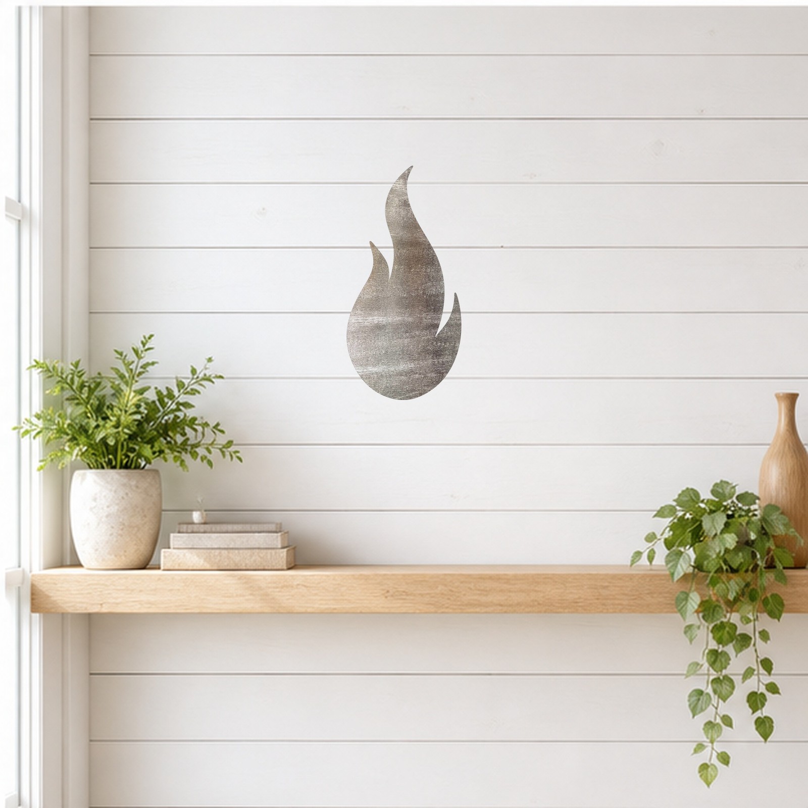 Flame Steel Cutout Shape, Raw Metal Wall Art and Craft Supply