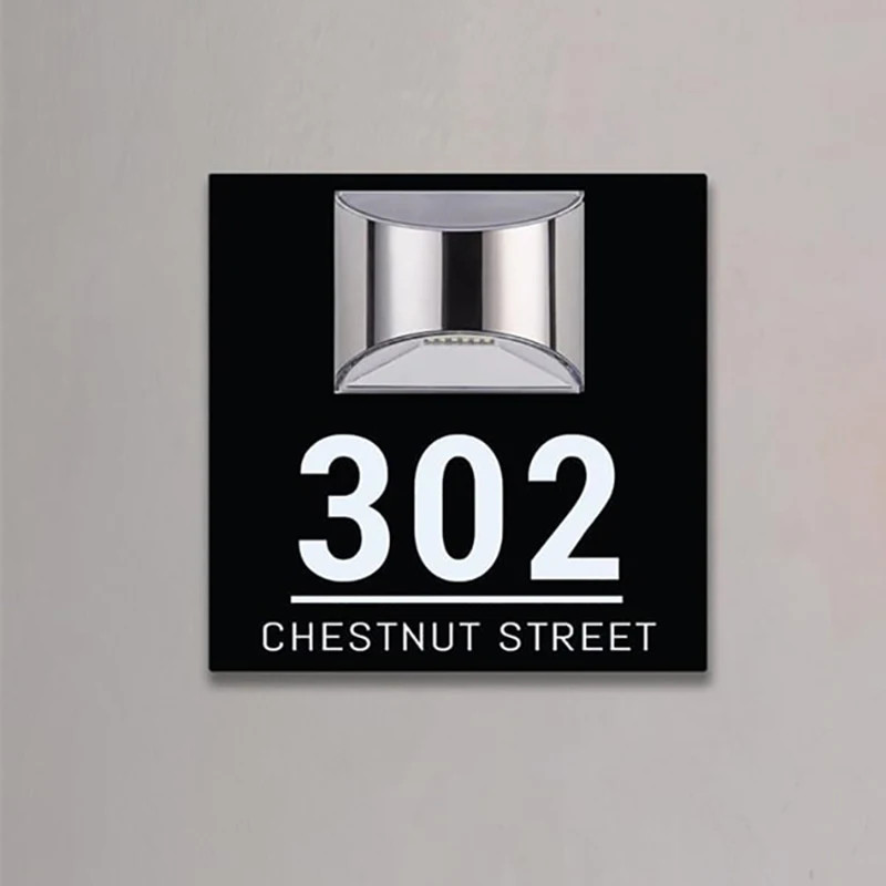 Custom Square House Sign Solar LED Light Address Plaque House Number Street Name
