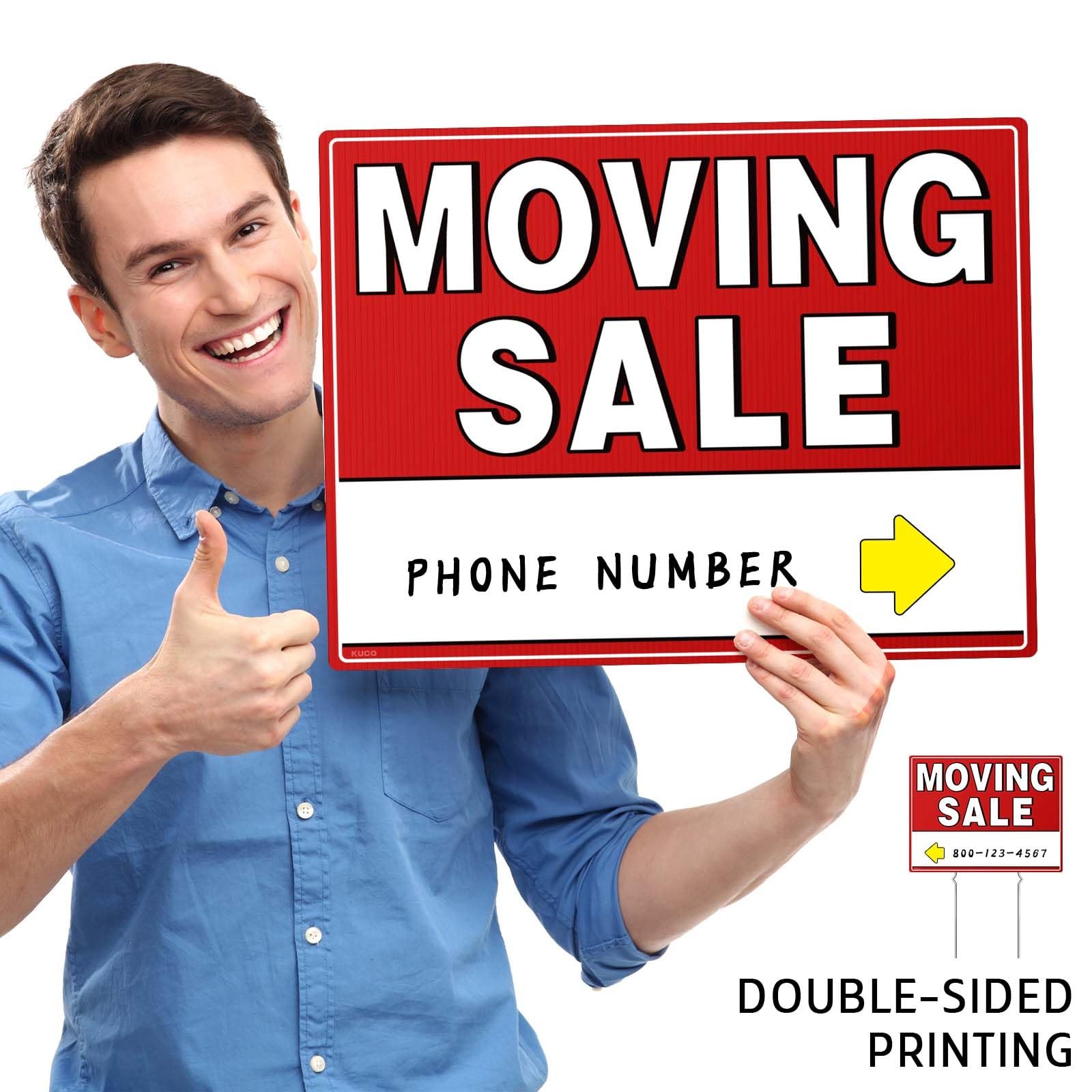 Weather-Proof Moving Sale Signs, 7 Pack, 17″x13″, Double-Sided with Arrows