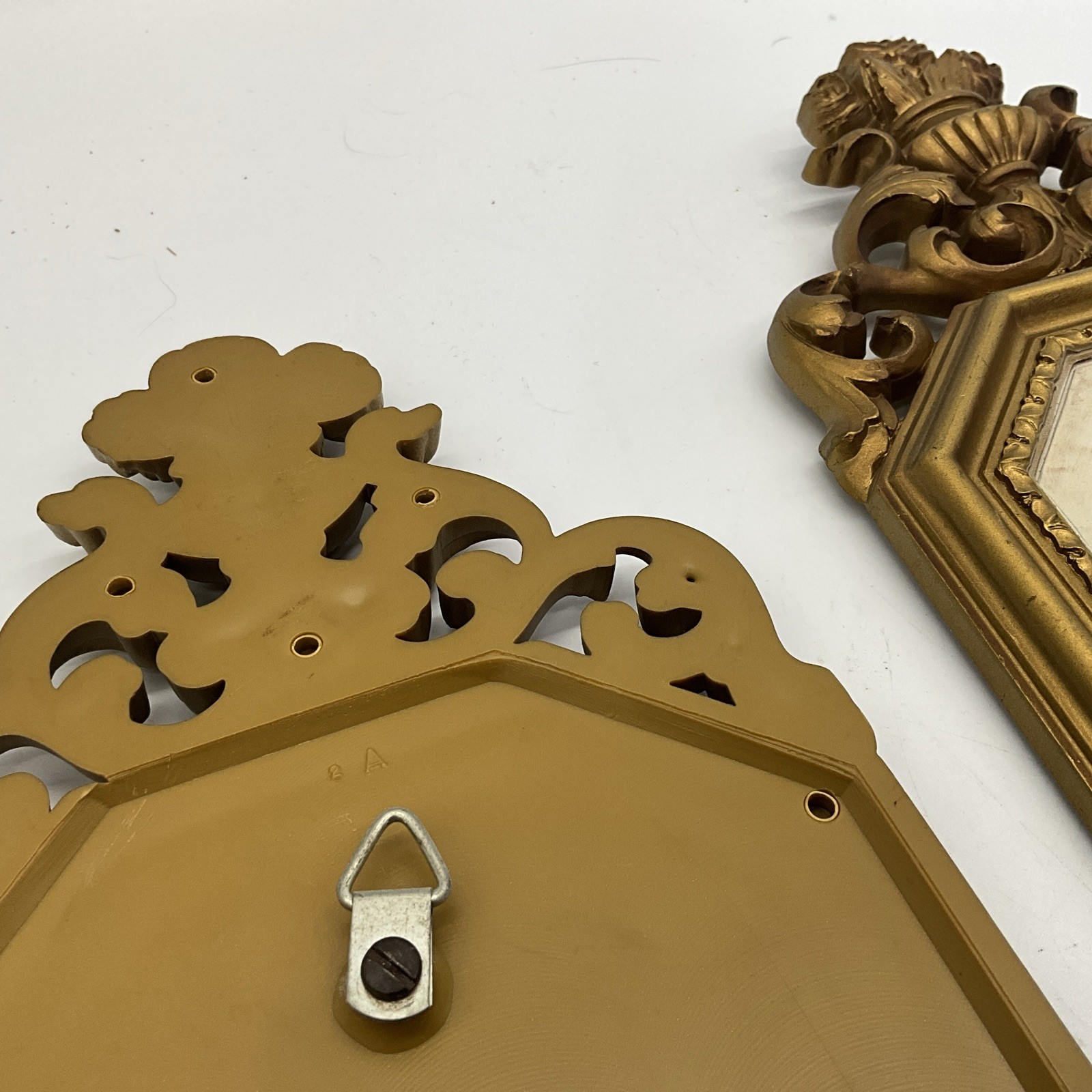 2 Vtg Homco Dart Plastic Decor Wall Plaques Art Nouveau Ladies W/ Cherubs 16 5/8