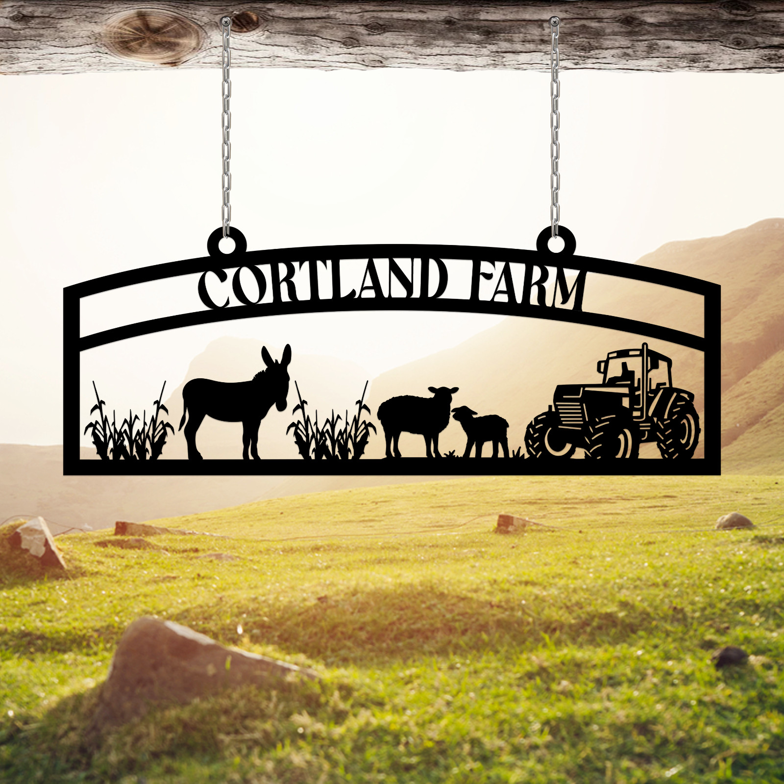 Custom Outdoor Farm Metal Wall Art Hanging – Personalized Outdoor Farm Name Sign