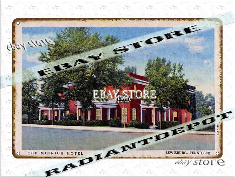 Tin Sign 1943 Minnesotah Hotel Lewisburg Tennessee Historic home decor shop