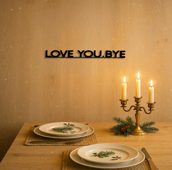 Classic “LOVE YOU BYE” Metal Sign Wall Decoration Bedroom Living Room Black