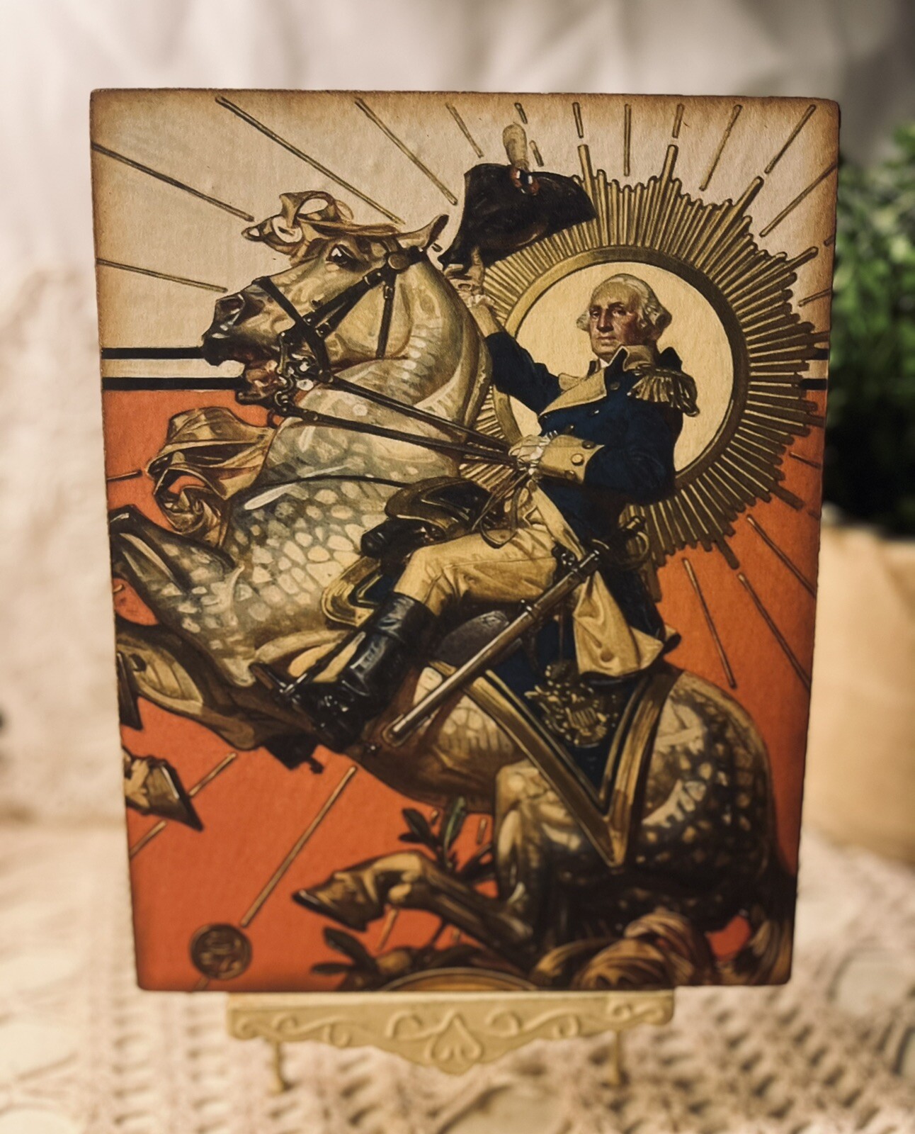George Washington on Horse Handcrafted Plaque / Sign