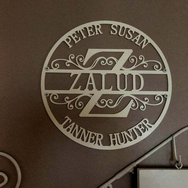 Personalized Family Last Name Est. Metal Sign Initial Split Letter Couple Names