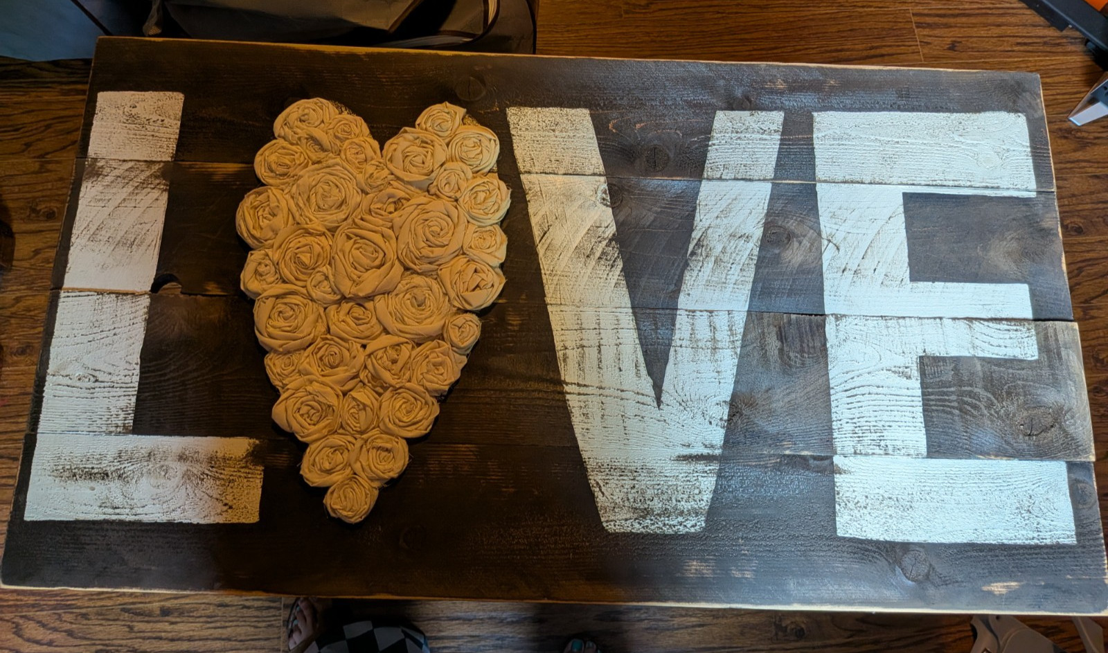 Rustic, farmhouse-style “LOVE” wooden sign, 39.5″ x 21.5″, local pick-up only