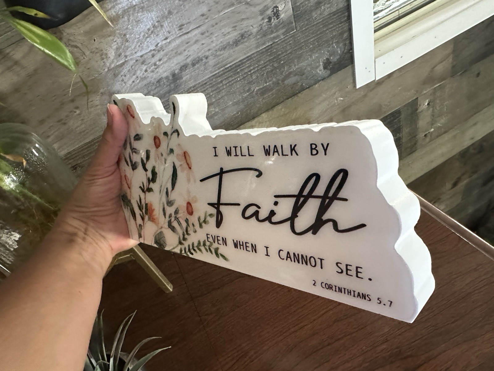 Christian Faith Wood Block Decor | “I Will Walk by Faith” | 2 Corinthians 5:7 |