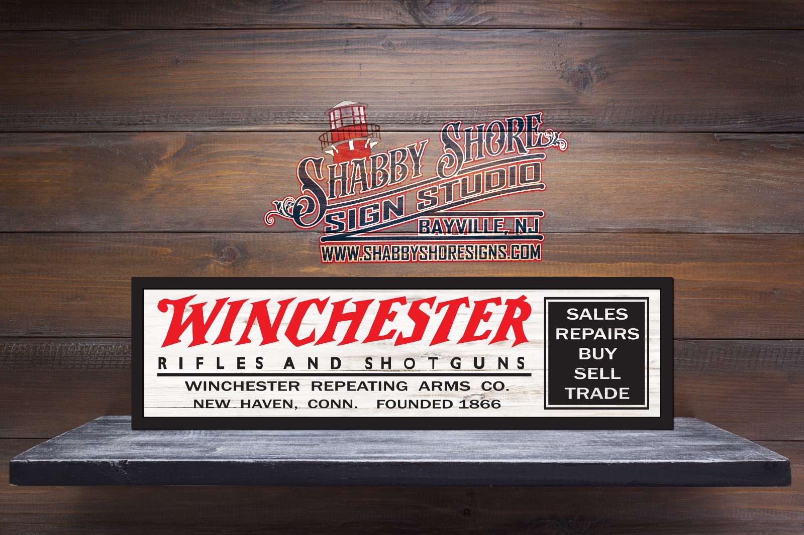 Winchester Rifle Gun Sales and Service METAL Sign Display – 6″x24″