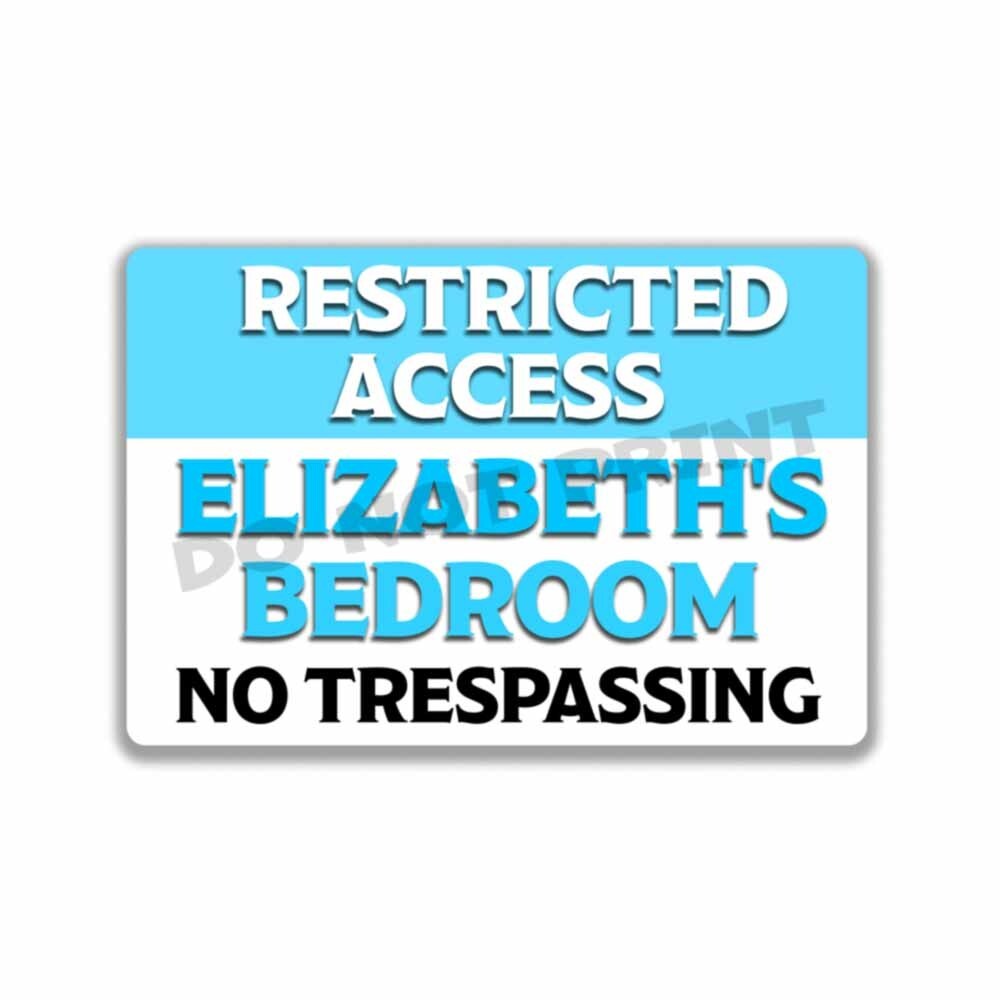 Mia Baby Girls Bedroom Personalized Room Blue RESTRICTED ACCESS Metal Sign 8×12