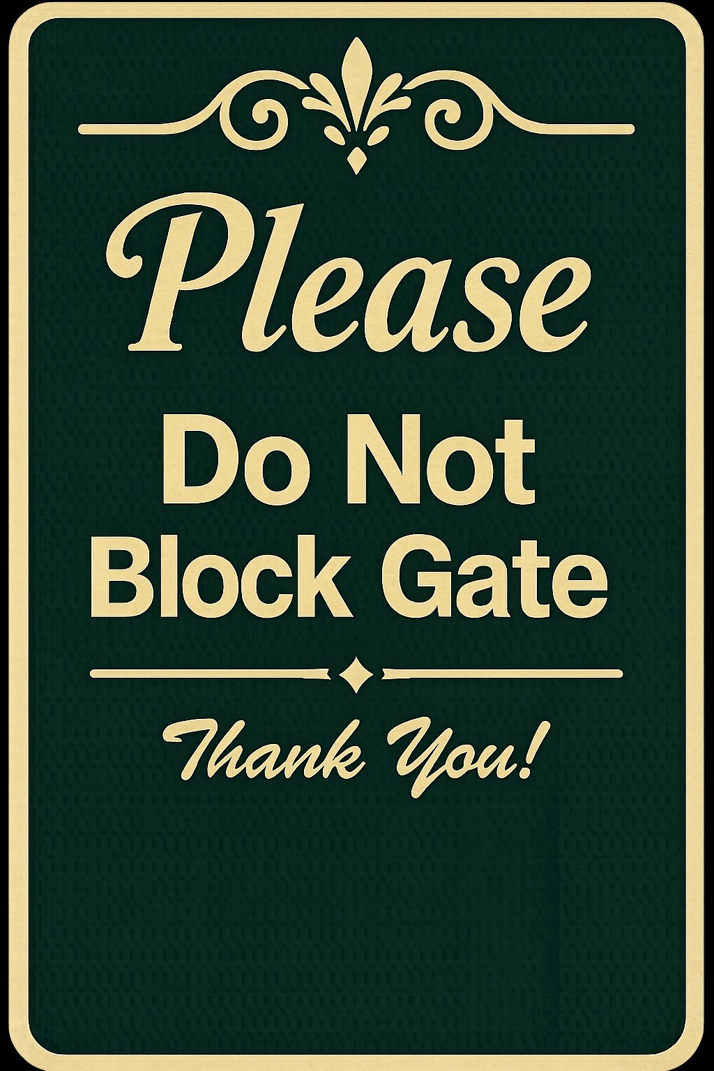 Please Do Not Block Gate Sign – Decorative Driveway Entrance Gate Notice 8×12