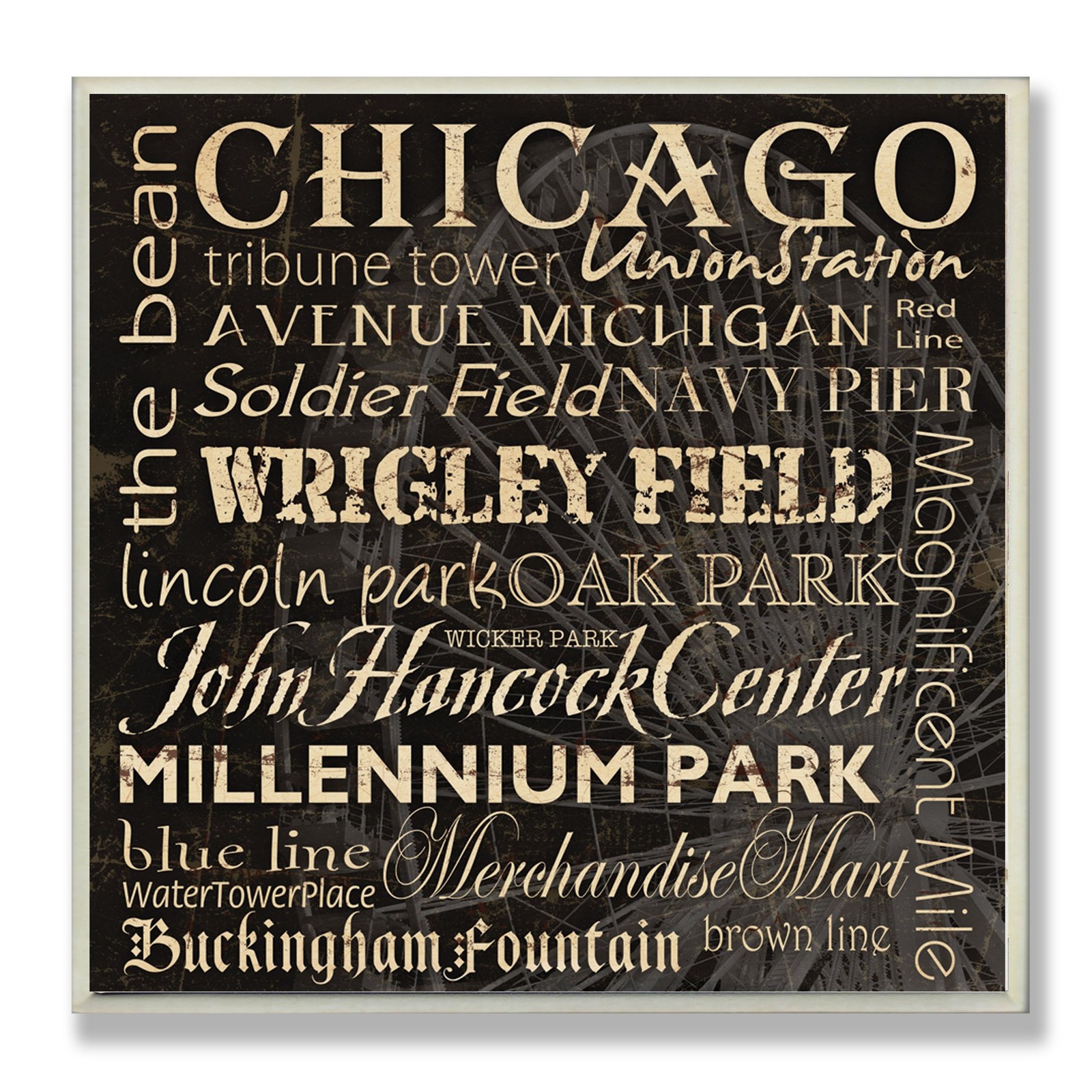Stupell Home Décor Chicago Landmarks Square Wall Plaque, 12 x 0.5 x 12, Proud…