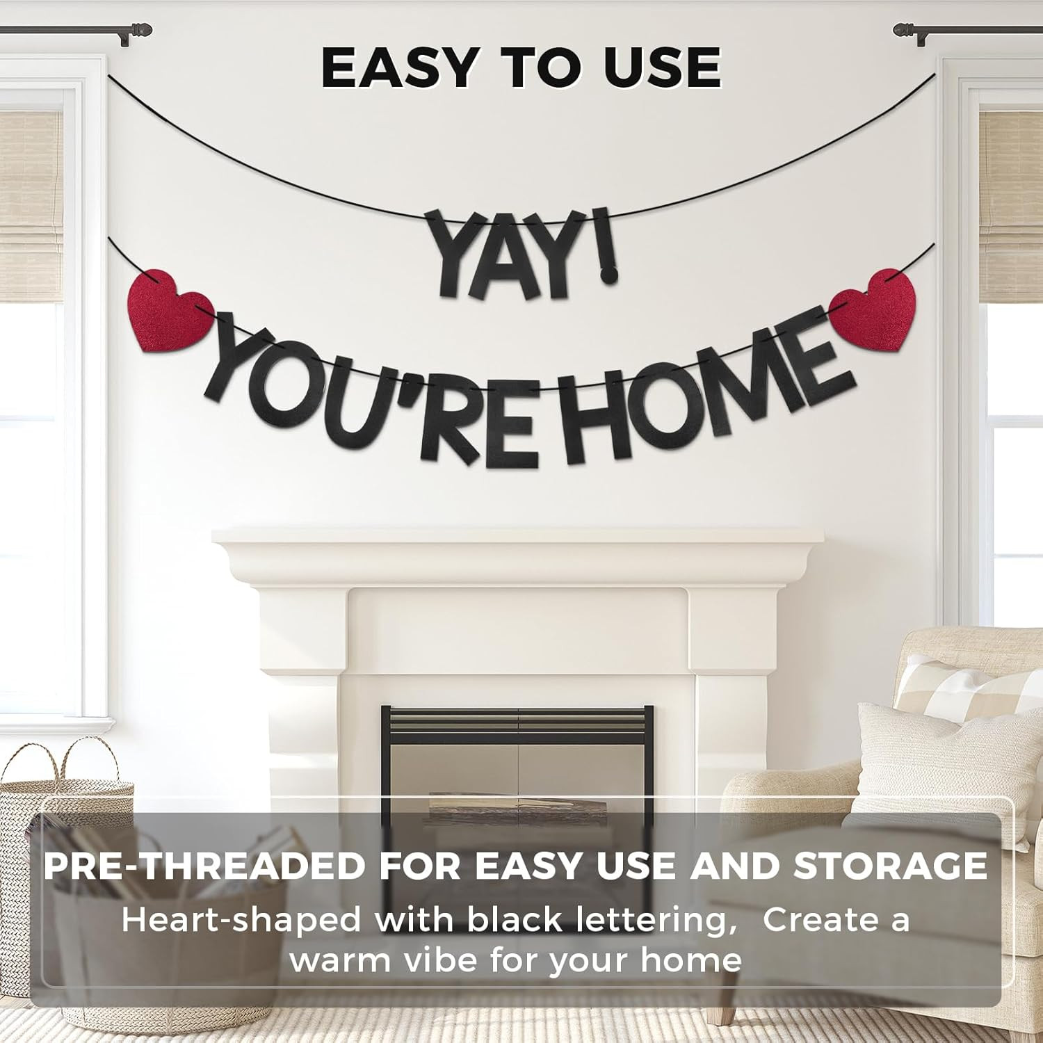 Yay! You’Re Home! Banner – Welcome Back to Home Sign, Welcome Home Decorations,
