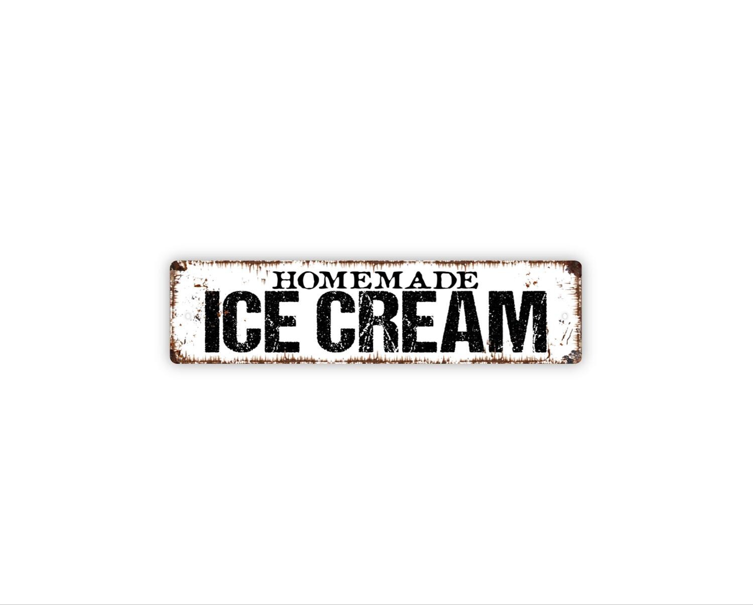 Homemade Ice Cream Sign | Vintage Kitchen Wall Decor | Metal Sign