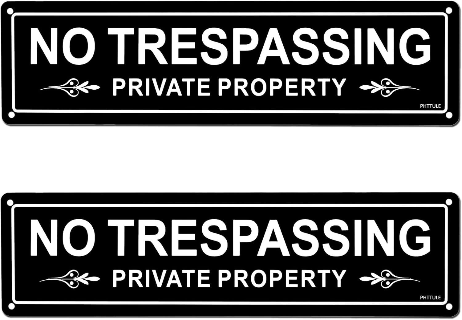No Trespassing Private Property Sign 2 Pack, 12 x 3 inches Sturdy Rust Free Alum