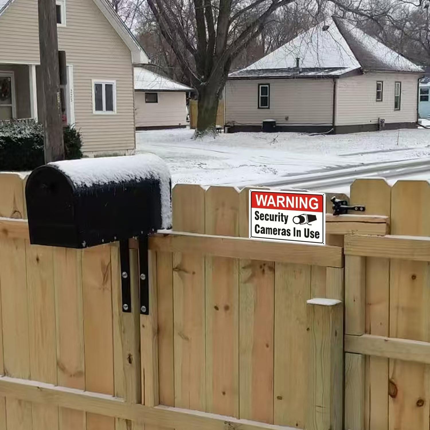 4 Pack Warning Security Cameras in Use Sign, Small Signage, red and white